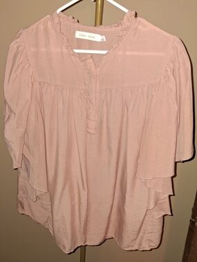 bishop + young Blush Pink Ruffle-Trim Peasant Blouse